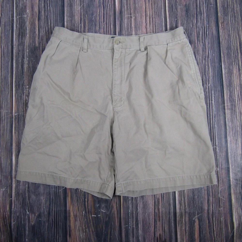 Polo Ralph Lauren Shorts Mens 36 Khaki Tyler Short Pleated Chino‎ Casual Cotton